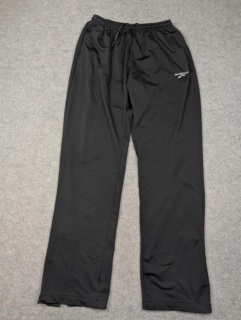 Brooks Pants Mens XL Black Equilibrium Track Elastic Waist Zip Pockets Stretch